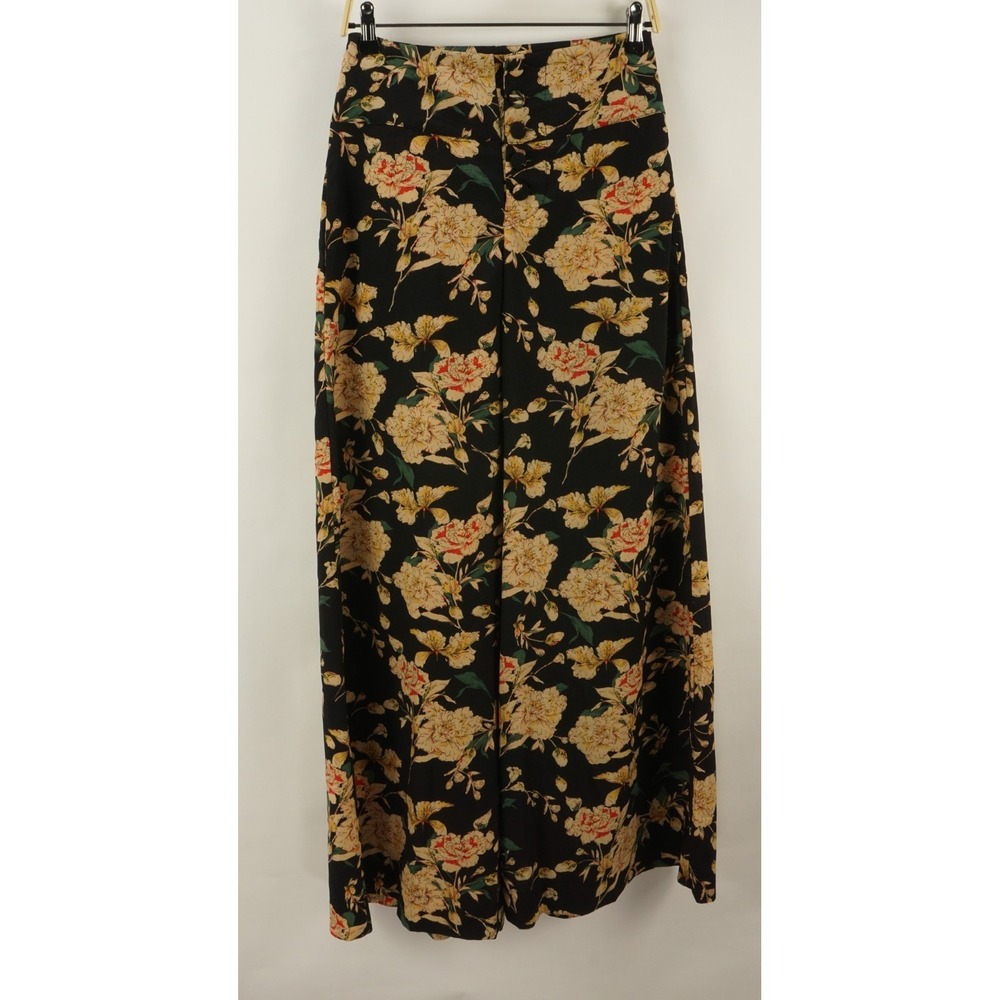 'Unique Vintage' Wide Leg Button Fly High Rise Pant Women's Size 8 Black Floral